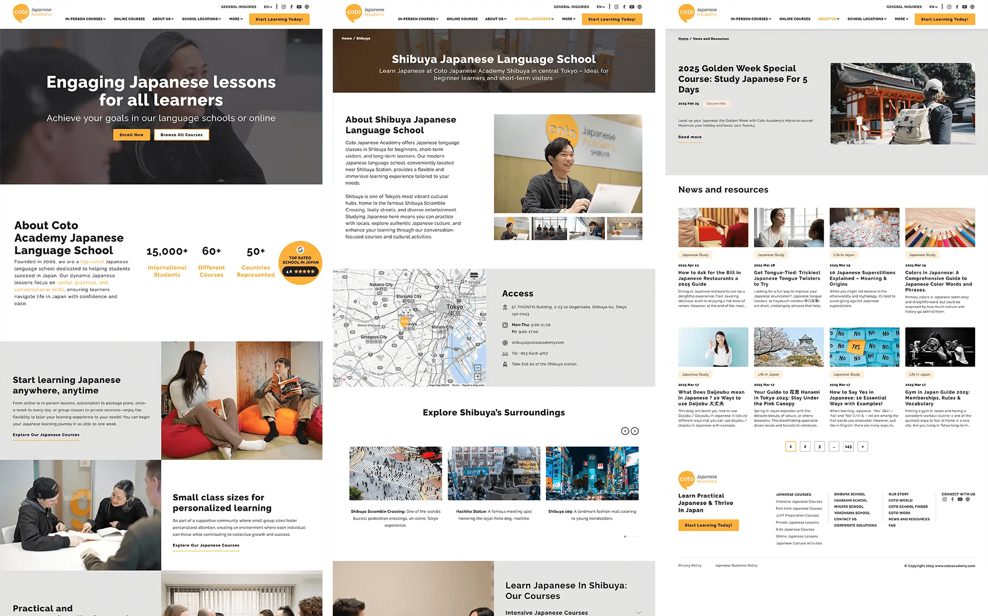 Screenshot of redesigned homepage after visual and structural improvements