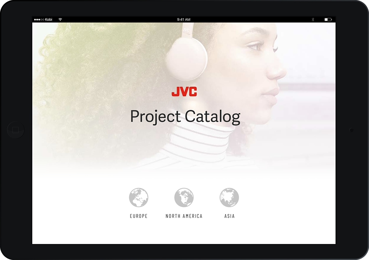 JVC app interface homescreen