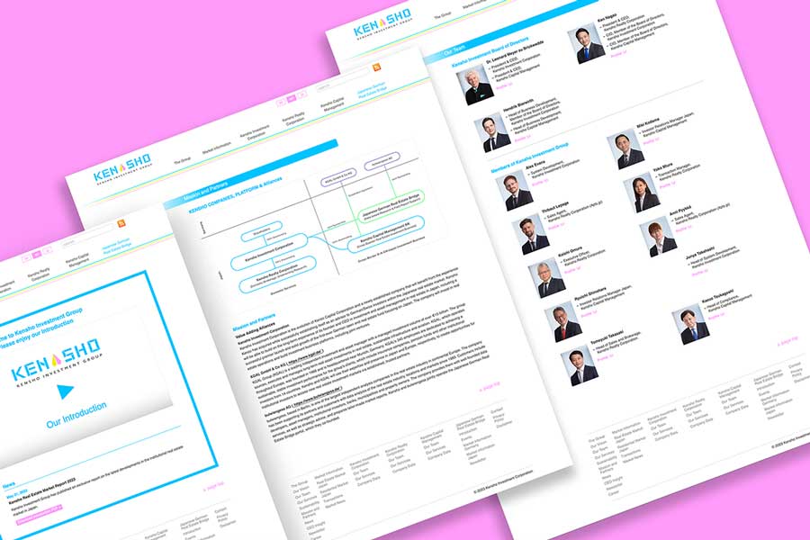 Screenshots of the Kensho Investment multilingual corporate site